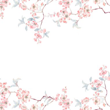 Suluboya şube ve çiçekler