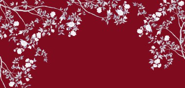 El boyaması şube ve çiçekler