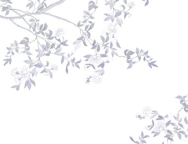 El boyaması şube ve çiçekler