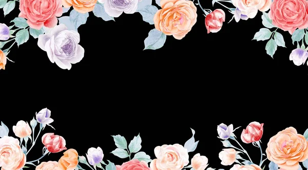 Акварельний Олівець Троянда Півонія Квітка Листя — стокове фото