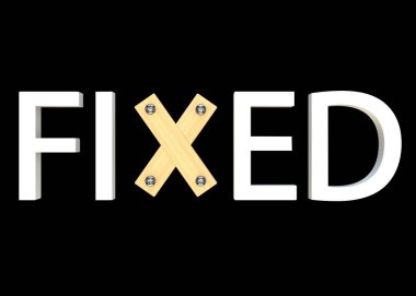 Sabit sloganı. Ahşap kurulların harf X. İzole arka plan. Yüksek çözünürlük. 3D render