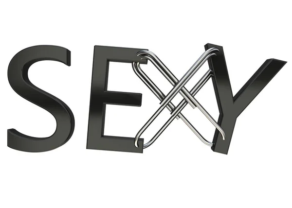 Slogan Sexy Collegato Con Clip Metallo Sfondo Isolato Alta Risoluzione — Foto Stock