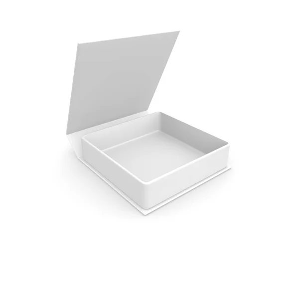 Άδειο Λευκό Κουτί Για Δώρα Και Άλλα Αγαθά Απομονωμένη Λευκό — Φωτογραφία Αρχείου