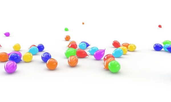 Colorful Balloons Fly Floor Isolated White Background Illustration — Stock Photo, Image