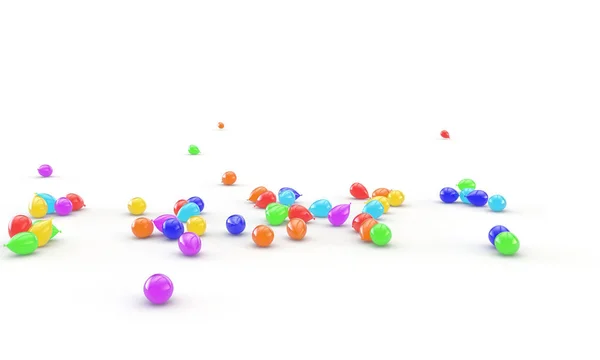 Kleurrijke Ballonnen Vliegen Aan Vloer Geïsoleerde Witte Achtergrond Illustratie — Stockfoto