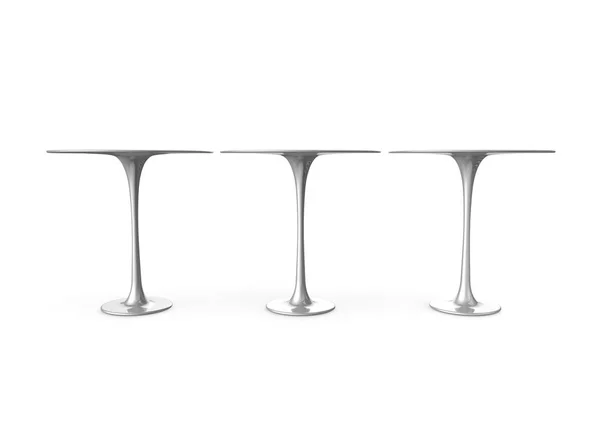 Trzy Metalowe Stoły Długie Nogi Wolnego Miejsca Dla Swojego Projektu — Zdjęcie stockowe
