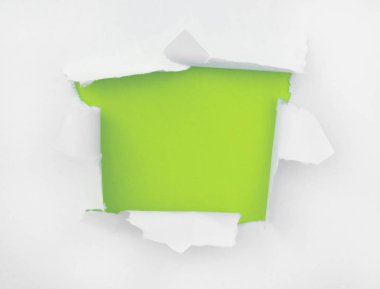 bir metin veya görüntü için bir açılış ile yırtık beyaz kağıt yerleştirin