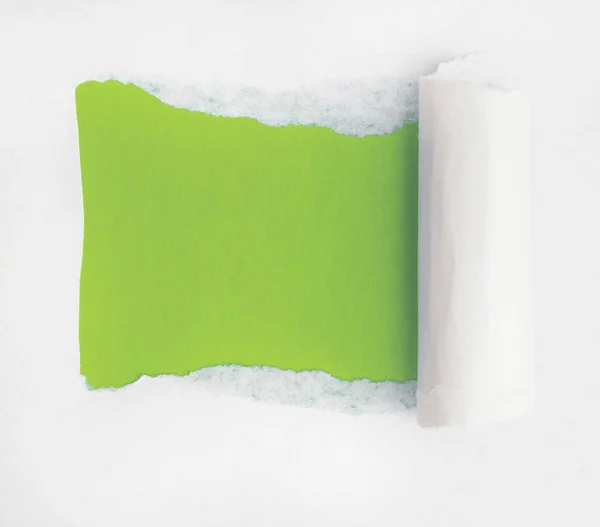 Livro Branco Rasgado Com Uma Abertura Para Uma Inserção Texto — Fotografia de Stock
