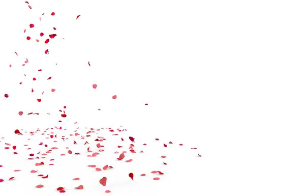 Kleine Roze Bloemblaadjes Vliegen Vallen Vloer Geïsoleerde Witte Achtergrond — Stockfoto