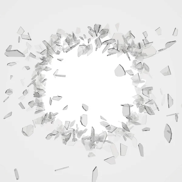 Broken Glass Blow Shot White Isolated Background Space Your Text — Stock Photo, Image