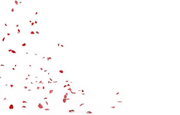 Маленькие Лепестки Роз Летают Падают Пол Изолированный Белый Фон — стоковое фото