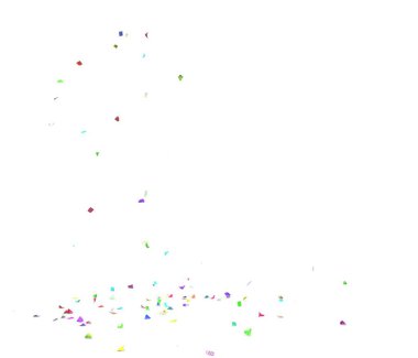 Yerde uçan parlak ve renkli konfeti. Yalıtılmış arka plan