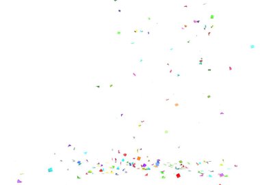 Yerde uçan parlak ve renkli konfeti. Yalıtılmış arka plan