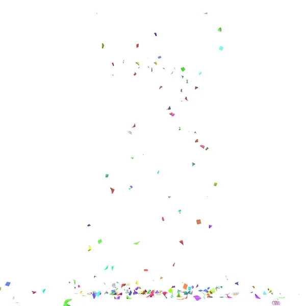 Fényes és színes konfetti repül a padlón. Elszigetelt háttér — Stock Fotó