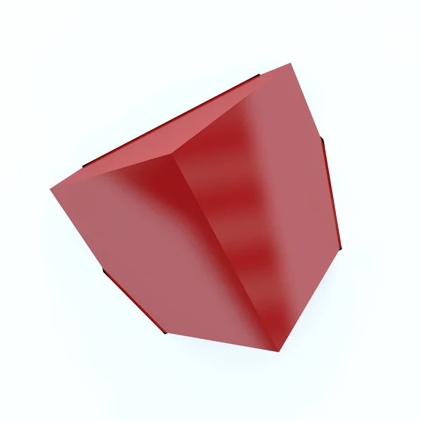 Abstract background-red cube came out of the screen. Isolated white background — Stock Photo, Image