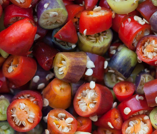 Nasekané horké chilli papričky — Stock fotografie