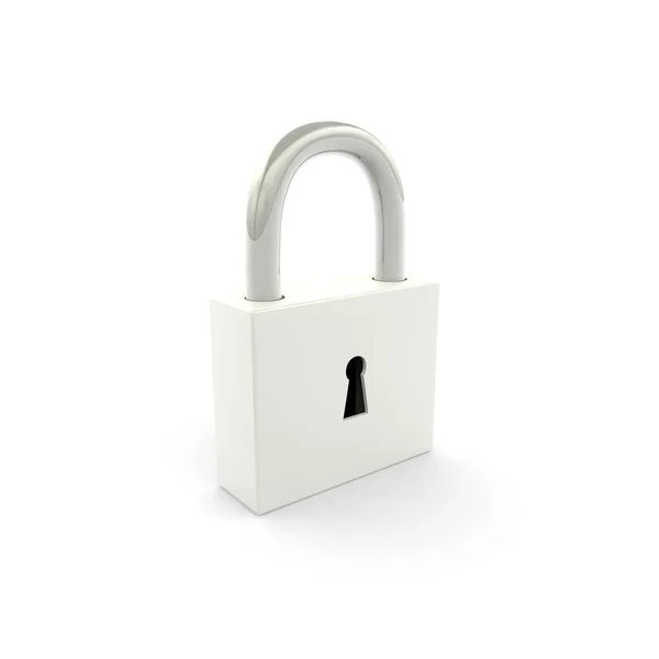 Closed steel lock on white isolated background — Stock Photo, Image
