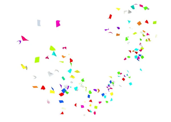 Confetti Multicolori Che Volano Cerchio Sfondo Bianco Isolato Illustrazione — Foto Stock