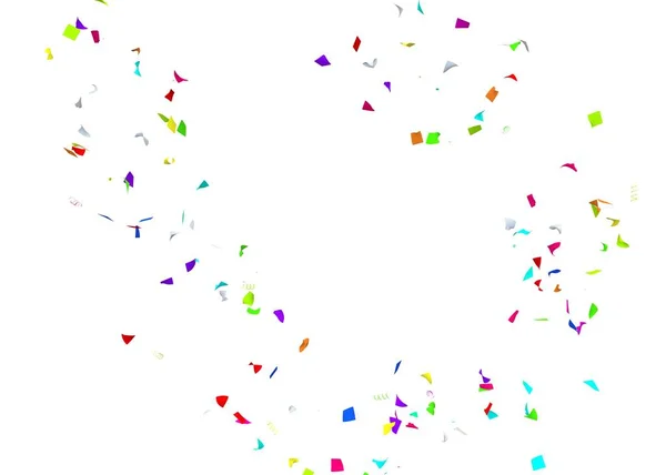 Confetti Multicolori Che Volano Cerchio Sfondo Bianco Isolato Illustrazione — Foto Stock