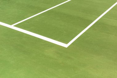 yeşil Tenis Kortu beyaz çizgiler arka plan görünümünü kapat