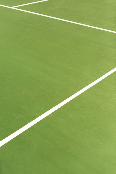 Vista Vicino Del Campo Tennis Verde Con Sfondo Linee Bianche — Foto Stock