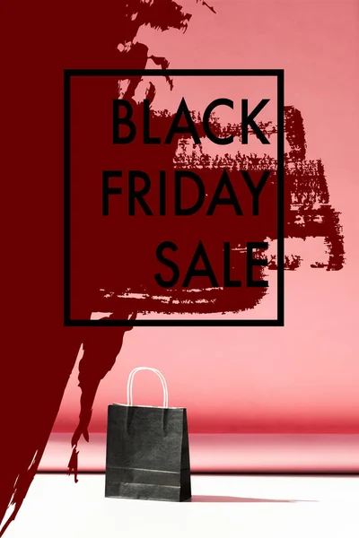 Μία Μαύρη Τσάντα Για Ψώνια Ροζ Αντίγραφο Χώρου Μαύρη Παρασκευή Εικόνα Αρχείου