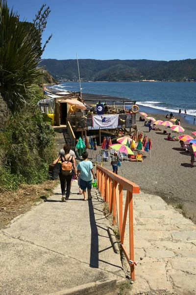 Niebla Chile February 2016 Unidentified People Walking Slope Sandy Beach — Stock Photo, Image