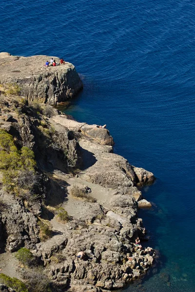 Chile Chico Chile February 2016 Unidentified People Rocky Coastline Lago — Stock Photo, Image