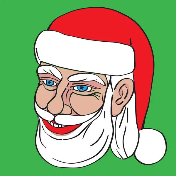 Ekspresyjny Smiley Santa Claus Ilustracja Śmieszne Komiksy Stylu Życzeniami Święta — Zdjęcie stockowe