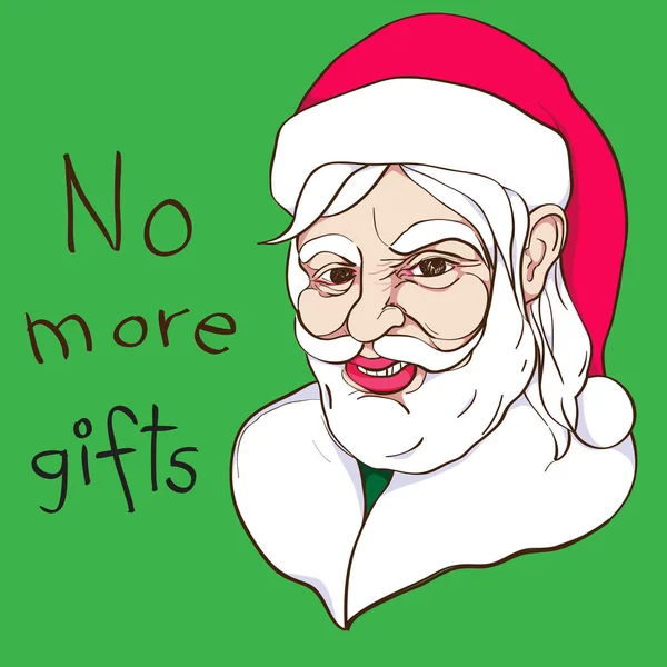Expressive Bad Santa Claus Grimacing Hand Drawn Illustration Comics Style — Stock Photo, Image