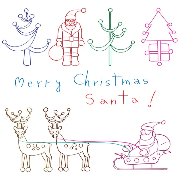 Hand Getekende Illustraties Van Kerstmis Elementen Doodles Geïsoleerd Wit — Stockfoto