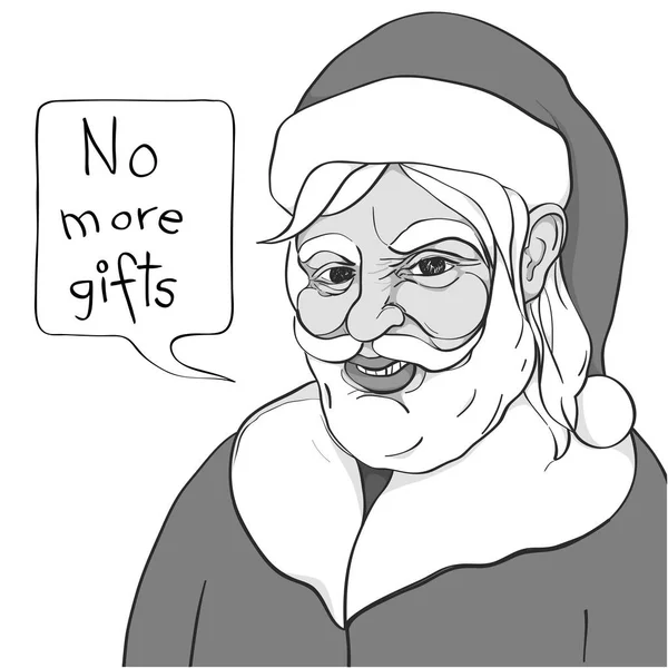 Expresivní Špatné Santa Claus Grimasy Ručně Tažené Ilustrace Komiks Styl — Stock fotografie