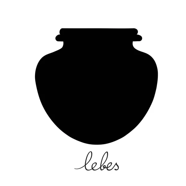 Ilustração Desenhada Mão Lebes Silhueta Vaso Antigo Grego Isolado Branco — Fotografia de Stock