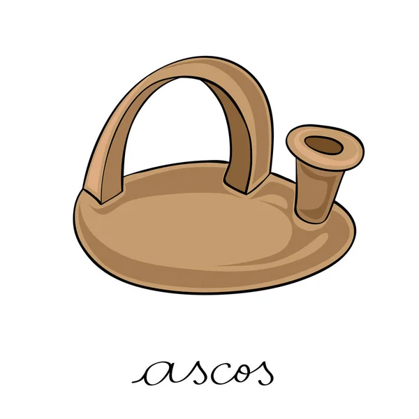 Hand Drawn Illustration Ascos Greek Antique Vessel Isolated White Cartoon — Stock Photo, Image