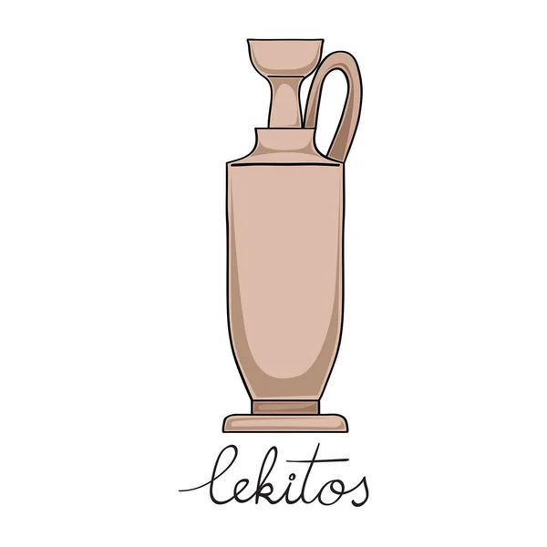 Illustrazione Disegnata Mano Lekitos Antico Vaso Greco Isolato Bianco Grafica — Foto Stock