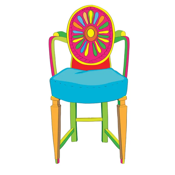 Illustration Croisée Dessinée Main Une Chaise Style Néo Classique Multicolore — Photo