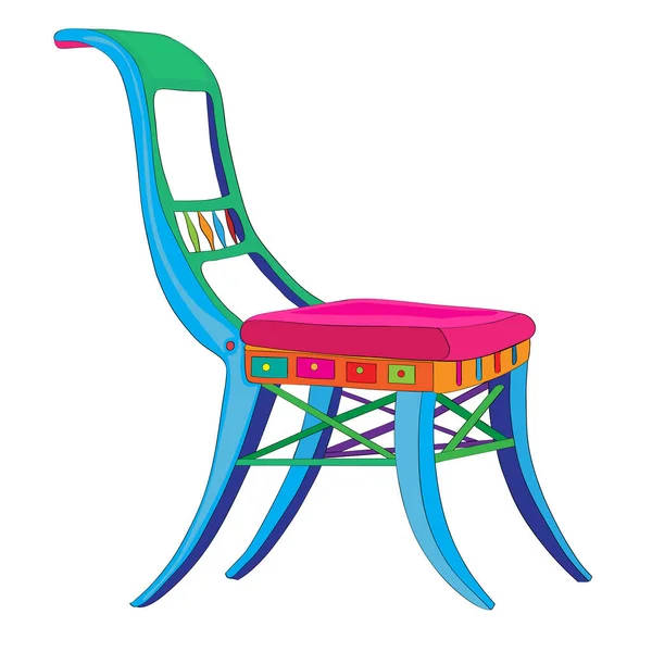 Ручной Рисунок Каракули Постмодернистском Многоцветном Классическом Кресле Объект Изолированный Белом — стоковое фото