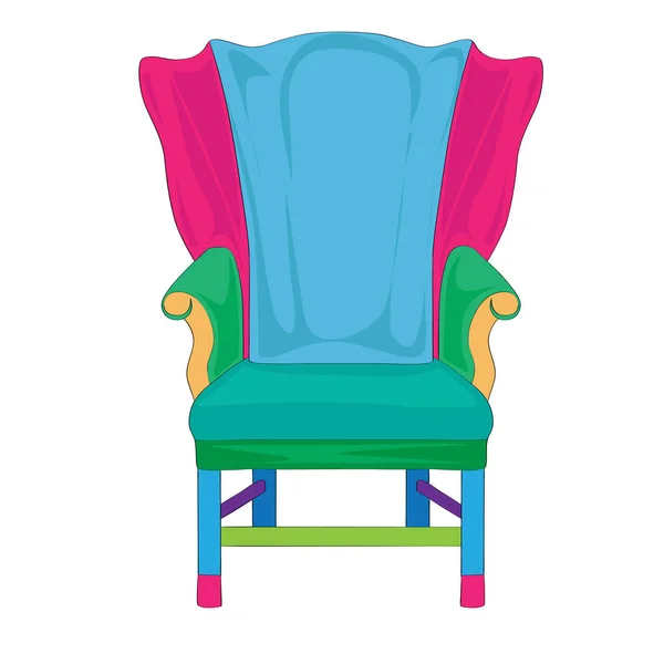 Hand drawn doodle illustration of a postmodern multicolored classical revival chair, object isolated on white, Hepplewhite hystorical furniture style