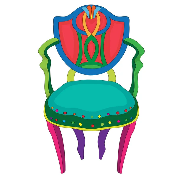 Hand Drawn Doodle Illustration Postmodern Multicolored Classical Revival Chair Object — Stock Photo, Image