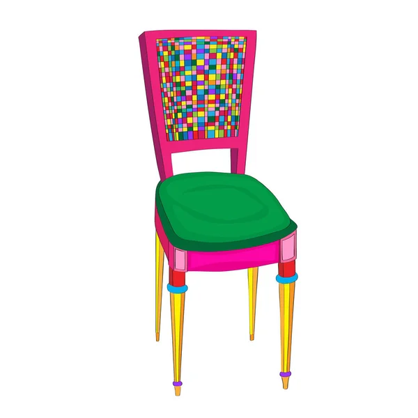 Hand drawn doodle illustration of a postmodern multicolored classical revival chair, object isolated on white, Ludovic XVI hystorical furniture style