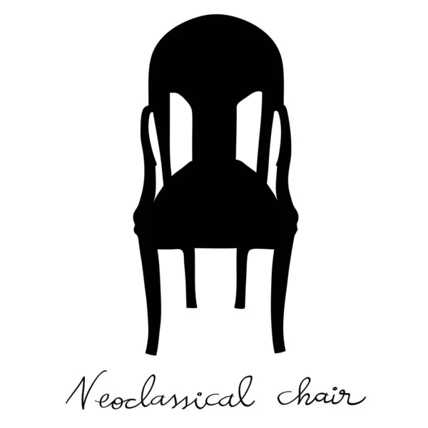 手绘涂鸦 描绘古典复生椅的轮廓 独立于白色的物体 管弦琴式家具风格 — 图库照片