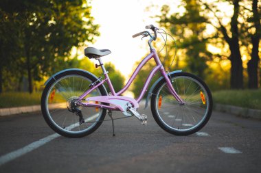 Pembe Bisiklet ayakta Şehir Parkı de yol