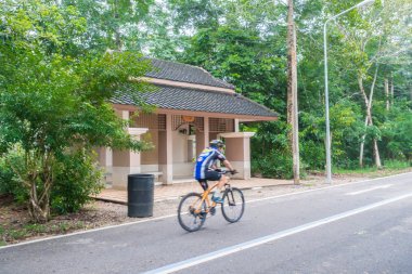 Erkekler sabahparkta bisiklete binerler..