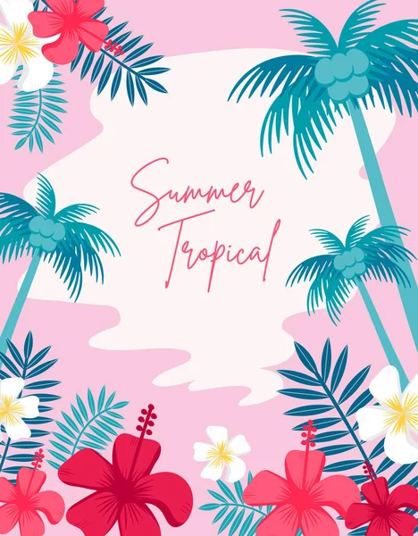 Summer Beach People Tropical Background Cartoon Vector Illustration — Stock Vector