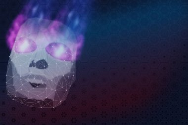 Hacker maskesi ışık gözleri düşük poli. 