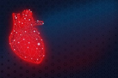 İnsan kalbi illüstrasyon düşük poli güzel bir arka plan üzerinde.