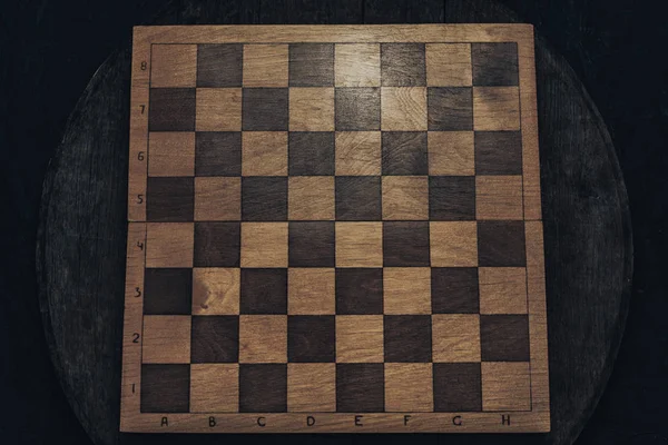 Old Wooden Chess Board Background Top View — Stock Photo, Image