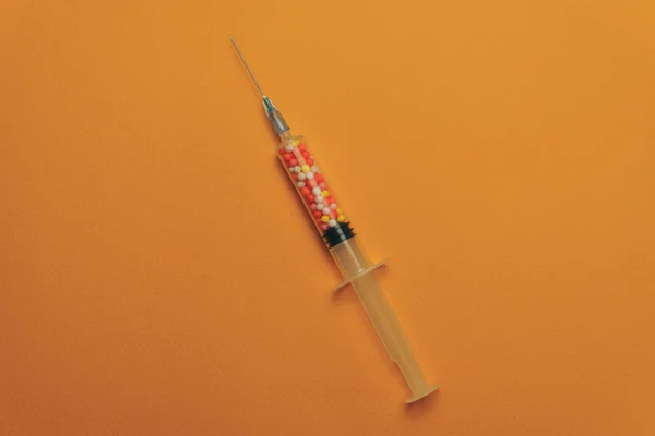 Jeringa Con Medicamentos Color Vitaminas Tintes Potenciadores Del Sabor Suplementos —  Fotos de Stock