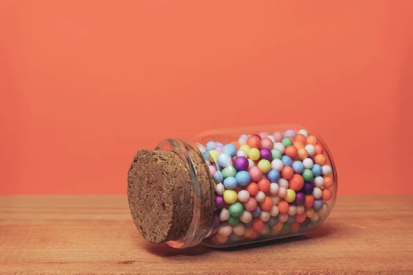 Pequena Garrafa Preparações Multicoloridas Vitaminas Corantes Intensificadores Sabor Suplementos Nutricionais — Fotografia de Stock