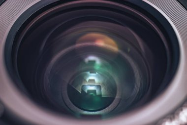 Güzel Kamera Lens arka plan. Makro görünümü.
